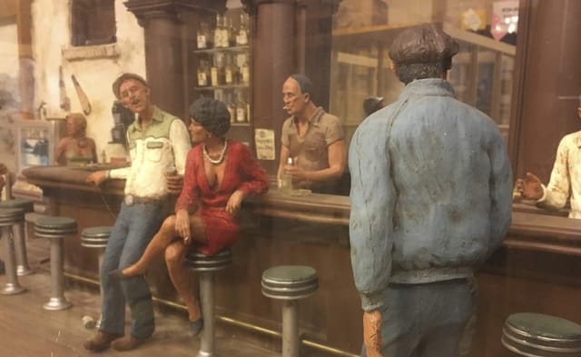 Diner counter display with life-size figures